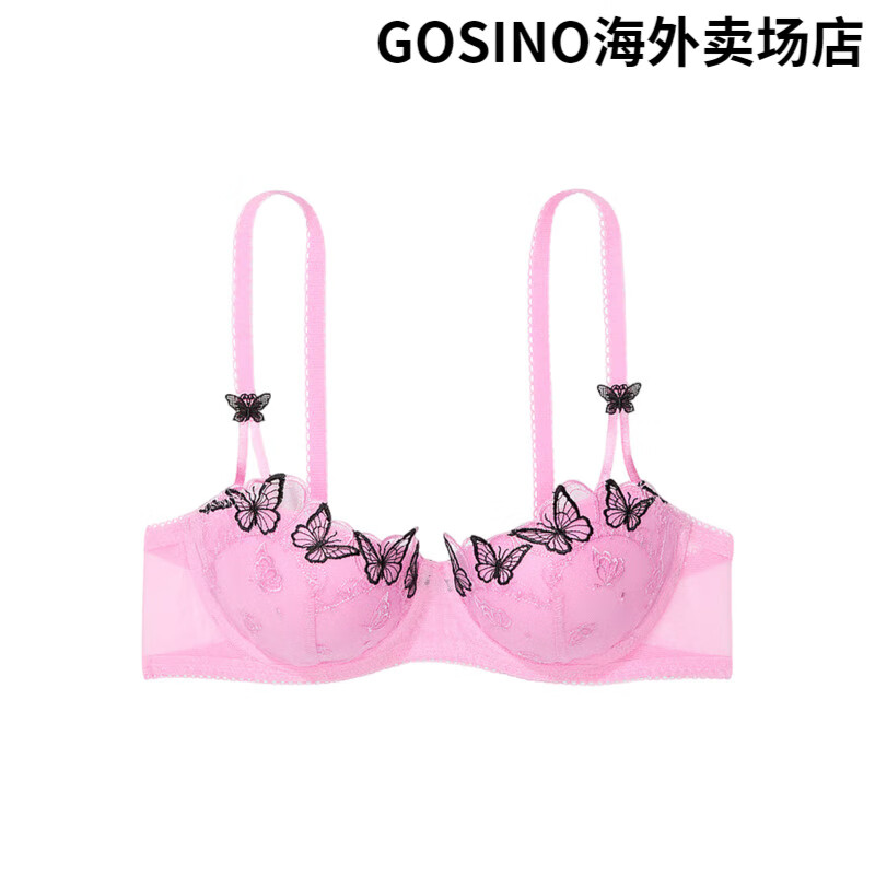 维多利亚的秘密（Victoria's Secret）维密PINK新款性感舒适蕾丝轻薄聚拢少女文胸内衣女士25秋 75LA粉蝴蝶-轻薄自然 65B 30B