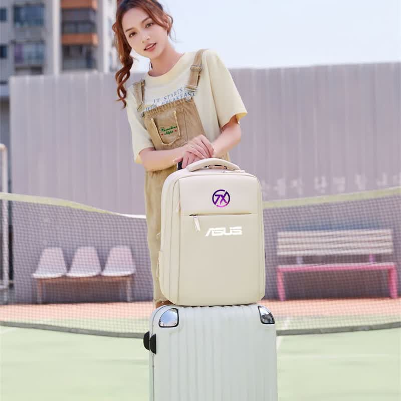 适用华硕天选6Pro电脑包16英寸5pro笔记本双肩背包4plus气囊书包 新款白米色(气囊)白天选 升级版防摔 15.6英寸 可放键盘支架