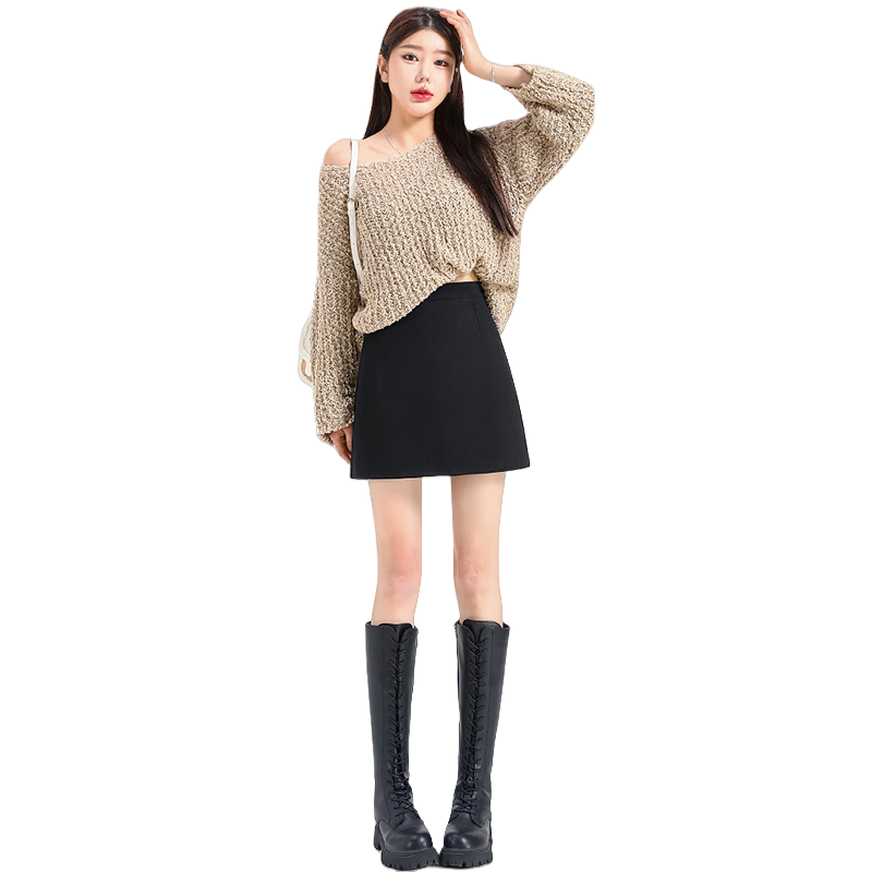 ��ɯ��ɫë�ض�ȹŮ����ȹ����2025�¿��������a��ȹ�������ð���ȹ 75Ԫ