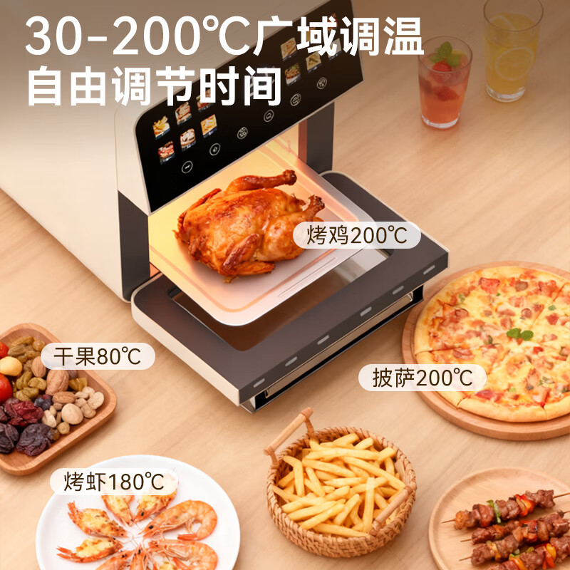 艾美特新款家用可视化大容量12L免翻面电炸锅电烤箱一体 【家庭大容量+直播间同款】白色 12L