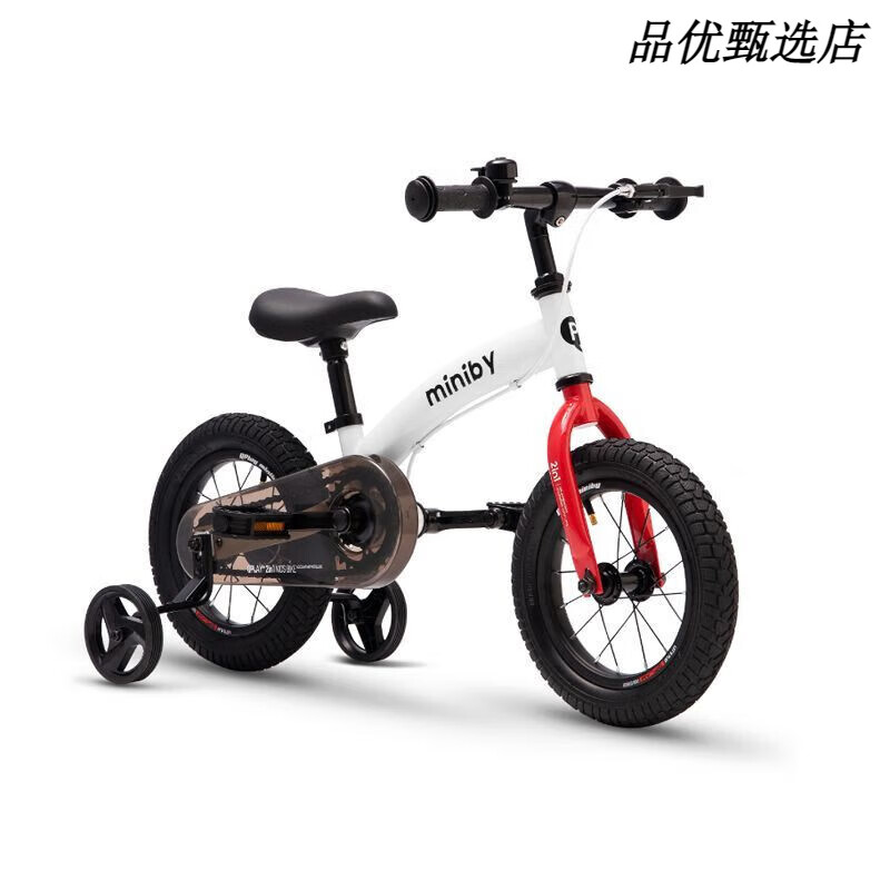 QPlay儿童自行车平衡车二合一带辅助轮脚踏单车3-6岁miniby自行车 陶釉粉 14寸