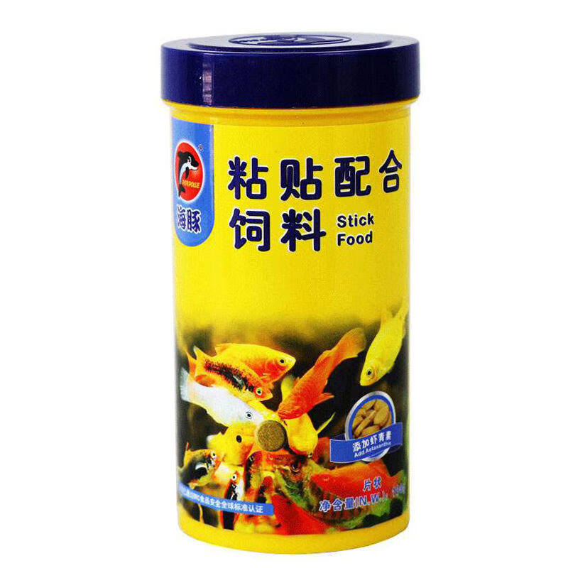 海豚（PORPOISE）海豚粘貼魚(yú)糧觀賞魚(yú)貼片配合飼料小型熱帶魚(yú)孔雀增色魚(yú)食通用飼料 粘貼魚(yú)食100克一瓶約180片