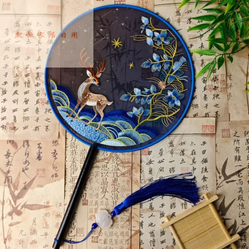 lnga landgre新款苏绣团扇礼盒送礼专用扇双面绣刺绣古典舞蹈旗袍扇子