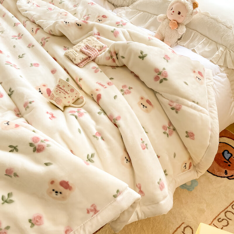 雅鹿毛毯被子1.5米x2米被子冬季毛毯冬天加厚加绒单人被毯子冬被6-8斤 曼塔小熊【3秒速暖 不压身不掉毛不静电】 150*200cm-4斤