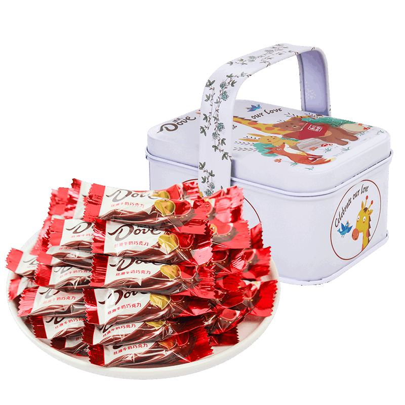 德芙（Dove）巧克力碗装216g桶装礼盒装丝滑牛奶黑白巧榛仁喜糖零食 德芙卡通伴手礼盒【20颗】 德芙巧克力