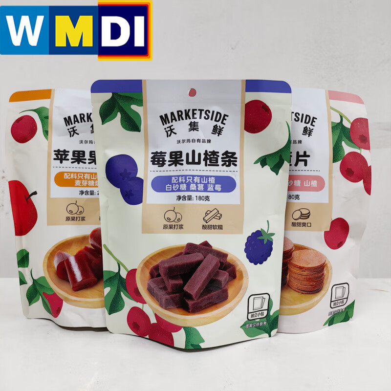 沃尔玛超市沃集鲜莓果山楂条山楂片苹果果丹皮独立装零食 山楂片 180g