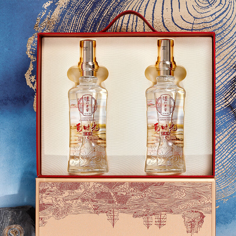 泸州老窖股份有限公司出品  送礼收藏自饮 浓香型白酒 52度  52度 500mL 2瓶 泸州老窖 觅时光高端礼盒