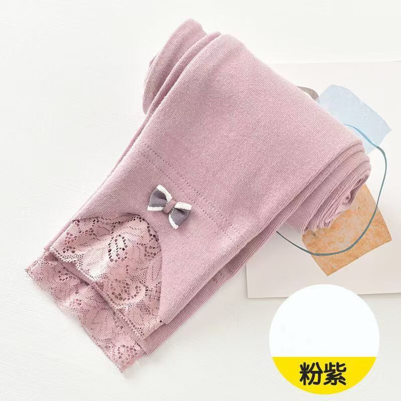 2025秋季女童打底裤春秋外穿新款纯棉白色裤子儿童女宝宝秋装小童 蝴蝶结打底裤白色 170 cm  建议身高160-170cm