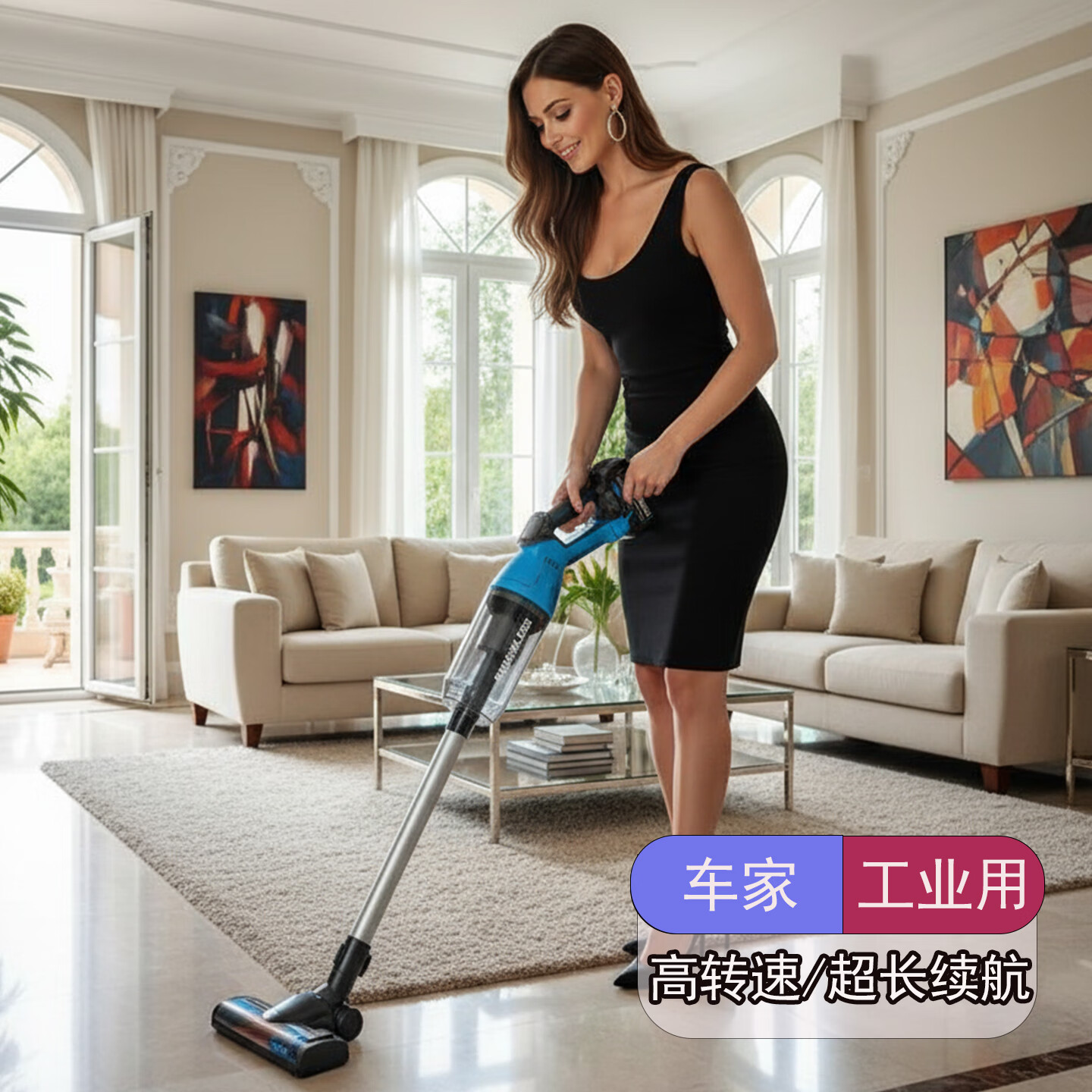 Toohello无线吸尘器车载手持家用吸拖一体静音大吸力大功率吸地毯砂石狗毛猫毛轻巧便携吸尘器 蓝色无刷吸尘器【无电池】