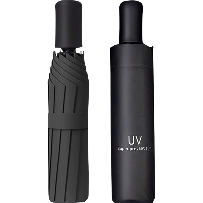 【全网爆款】手动UV折叠雨伞男女晴雨伞两用防晒遮阳黑胶伞 【手动款】黑色UV