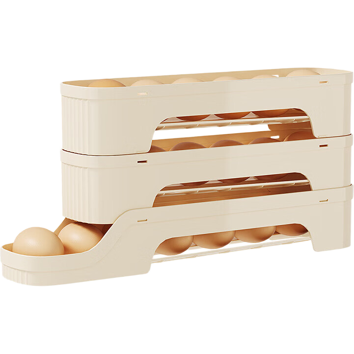 【优选厨房收纳系列】新款鸡蛋盒懒人零食盒家居收纳盒 【升级可拆卸可装30个】新款鸡蛋盒3层【颜色随机】