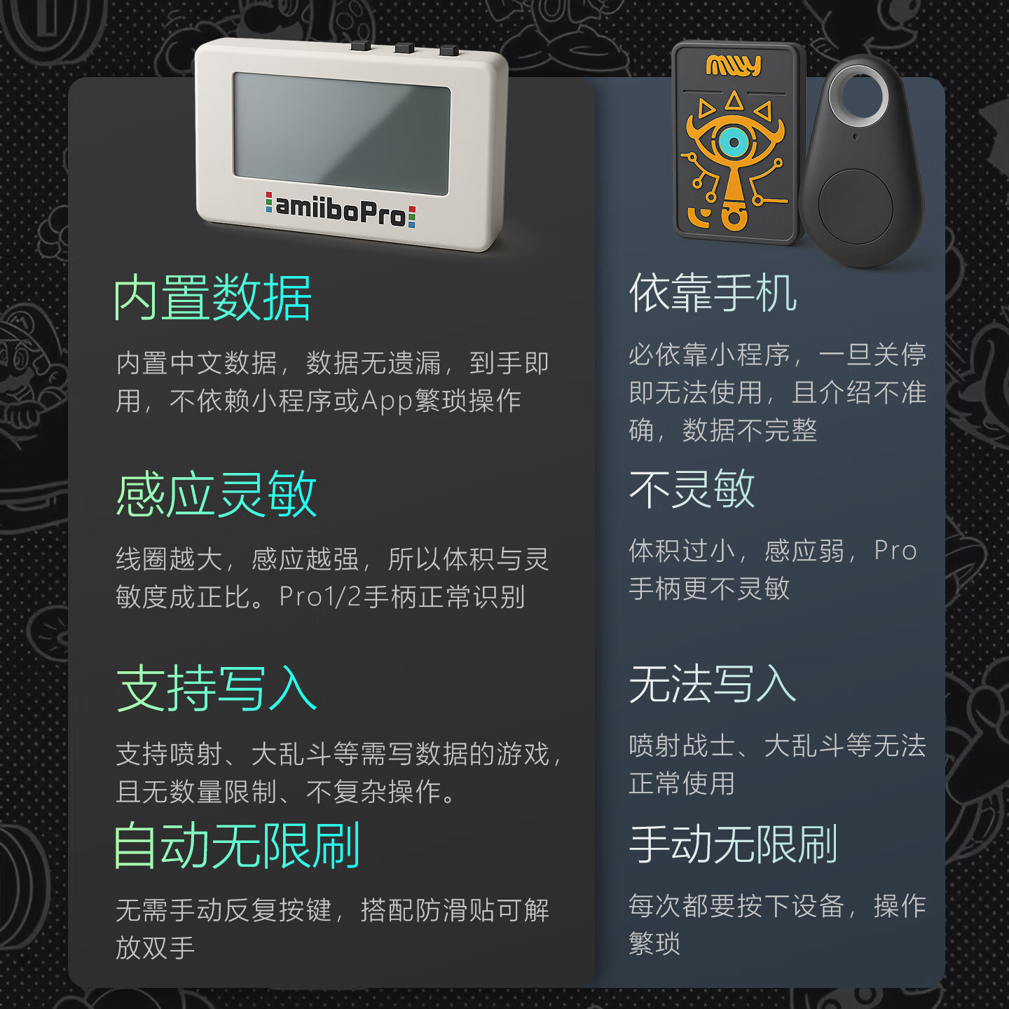 switch塞尔达王国之泪希卡之石智能卡钥匙扣手办无限刷动森amiibo 1.8寸有背光