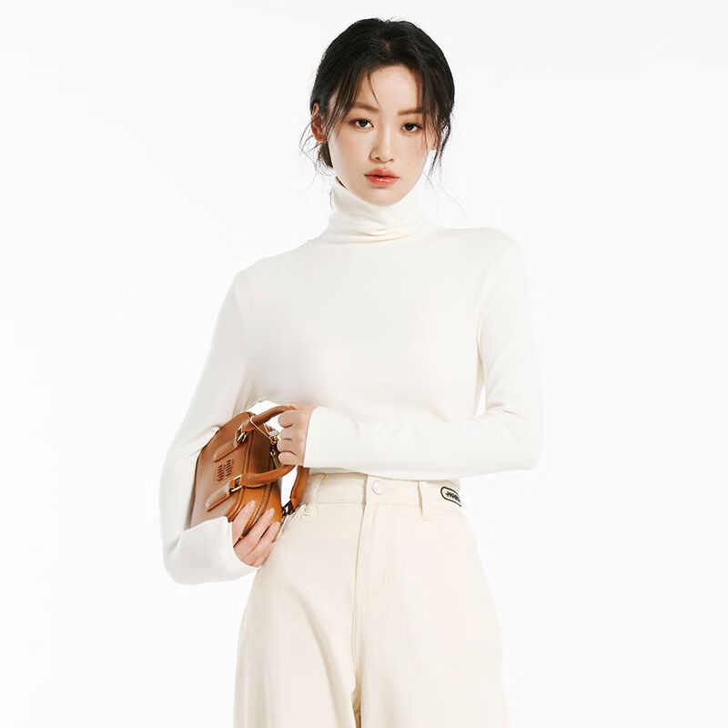 2025秋冬上新李佳琦直播间时尚节秋冬打底衫女可外穿修身显瘦 羊毛白高领 XL XL115-130斤