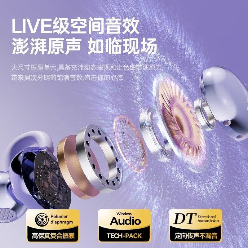 艾勒丝汀【新款丨柏林之声】蓝牙耳机真无线骨传导概念挂耳开放夹耳式运动降噪超长续航耳夹式不入耳式 星耀黑【顶配版】 杜比全景音丨舒服入耳丨通话降噪