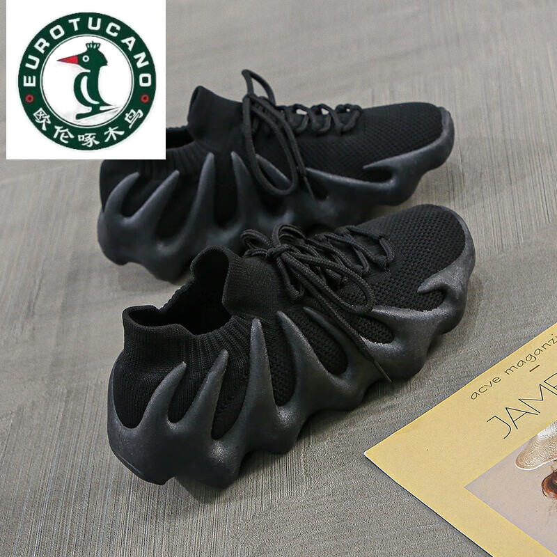 450椰子鞋女2025夏季新款韩版软底百搭八爪鱼情侣鞋透气运动鞋男 黑色
