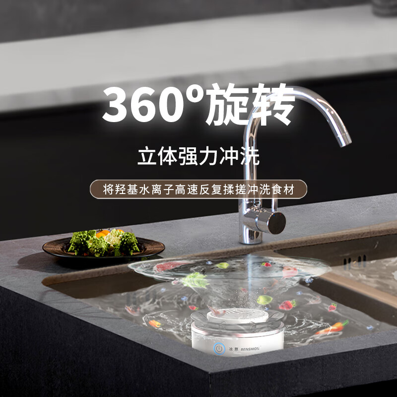 冰尊(BENSHION)果蔬清洗机家用无线旋转洗菜机除菌99%食材净化机果蔬解毒机净化器 机器标配
