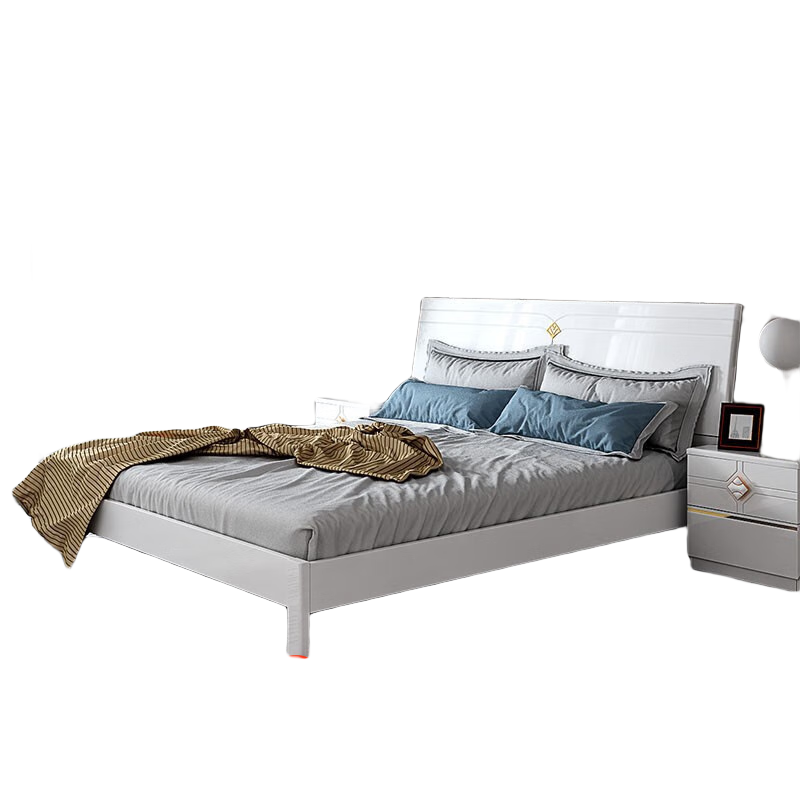 雙虎板式床高箱儲(chǔ)物收納床現(xiàn)代簡(jiǎn)約家具床次臥雙人床15BJ001 1.8米低箱床+床頭柜*2+舒夢(mèng)床墊