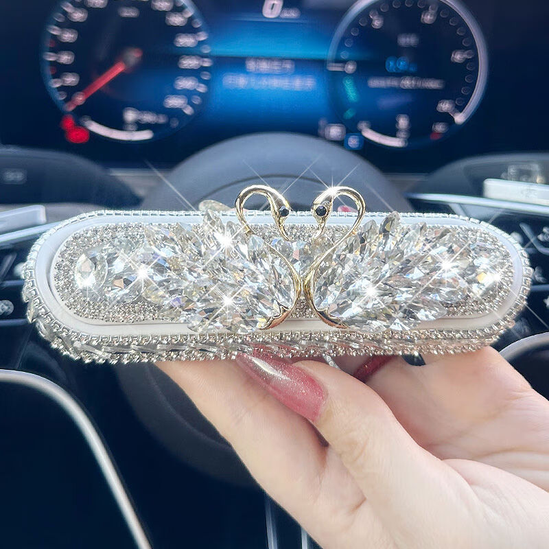 軒之夢(mèng)車(chē)載挪車(chē)電話(huà)牌臨時(shí)停車(chē)號碼牌車(chē)上停車(chē)牌擺件女生專(zhuān)用網(wǎng)紅 鑲鉆天鵝寶石-白銀色