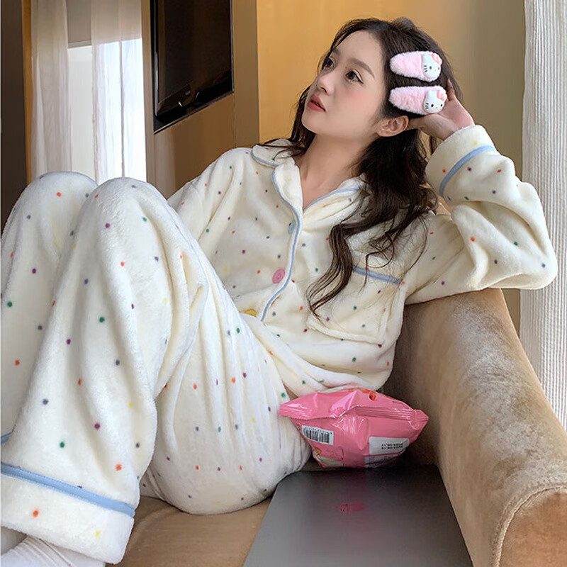 睡衣女秋冬季珊瑚绒2025新款波点可爱卡通少女法兰绒加绒加厚套装 1911史努比(套头绒套装) XL 码(建议115-135斤)