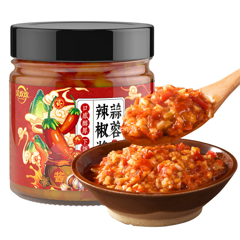 菜欢欢蒜蓉辣椒酱烤生蚝烧烤粉丝餐饮火锅蘸料蒜泥酱 蒜蓉辣椒酱1瓶