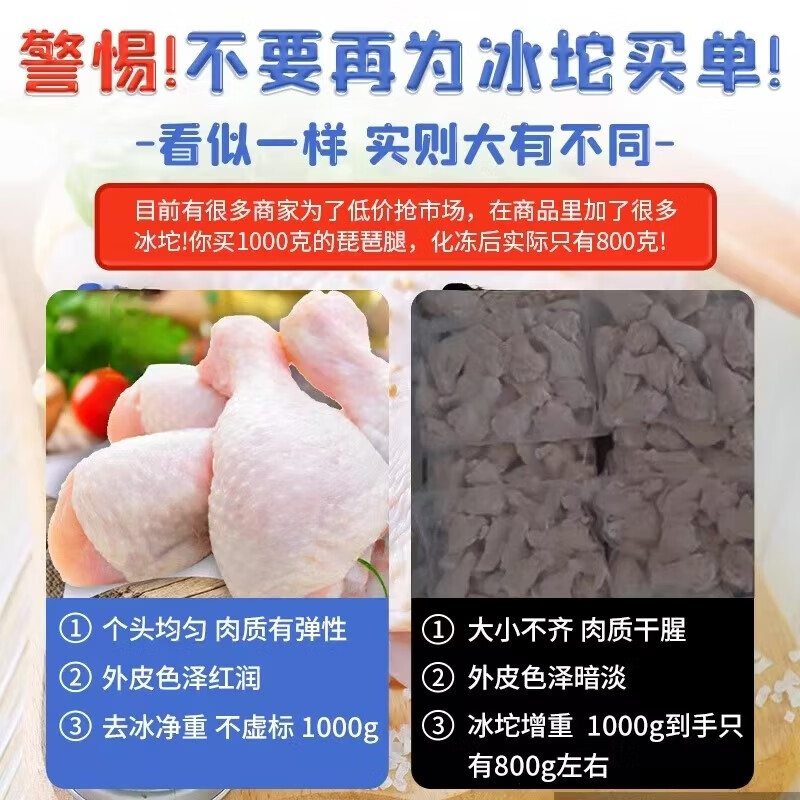 鸡腿新鲜现杀冷冻琵琶腿无鸡大腿批发鸡腿肉生鲜鸡全腿腿 4斤单冻琵琶腿【去冰净重 00添加】