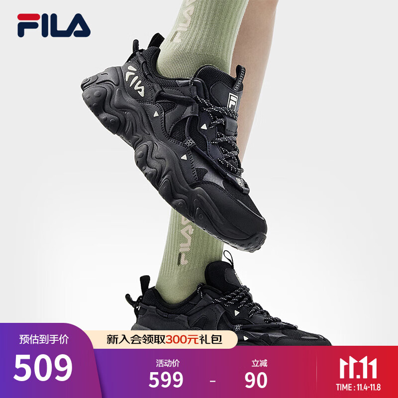 斐乐（FILA）官方老爹鞋女鞋猫爪鞋5代运动鞋春新款休闲鞋 黑-BK 38