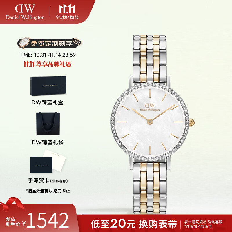 丹尼尔惠灵顿（DanielWellington）dw手表女 星环手链流金表系列石英腕表欧美表 生日礼物送女友 冰川白28