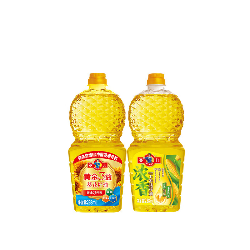 胖 东来品质葵花籽油多力黄金三益238ml+浓香玉米油238m食用油 476ml 葵花籽油238ml+玉米油238ml