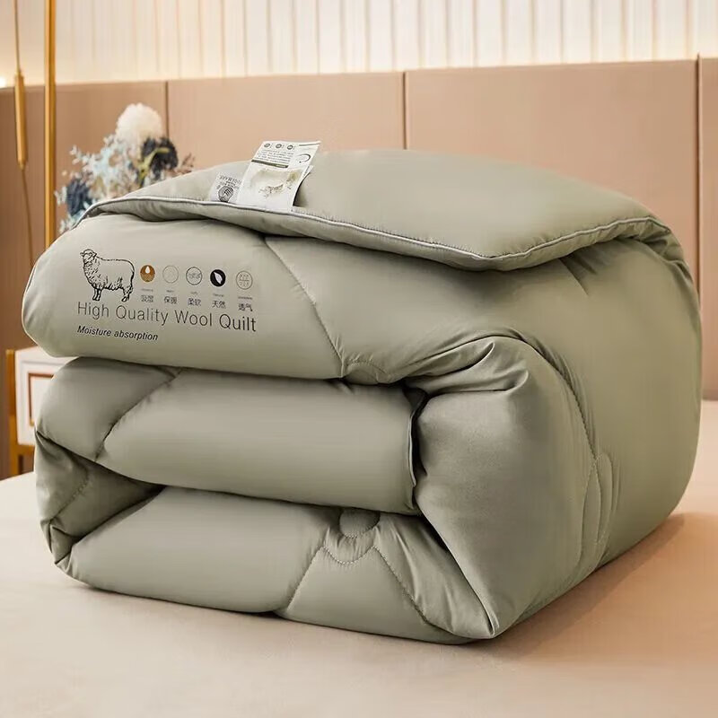 水星家紡水星家紡出品新西蘭羊毛被100純羊毛被子a類保暖羊絨被芯單雙人被 羊毛被-灰色 150*200cm6斤