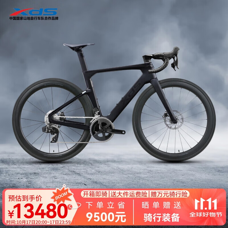 喜德盛公路自行车AD7碳纤维破风车架2*12电子变速 油压碟刹 黑武士（Rival版） L（适合身高175-185cm）