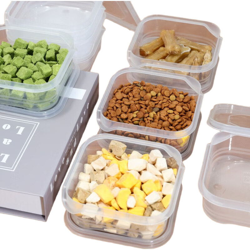 【京东快递】保鲜盒食品级材质猫粮密封防潮微波炉便当盒 650ML正方形收纳盒【1个装】