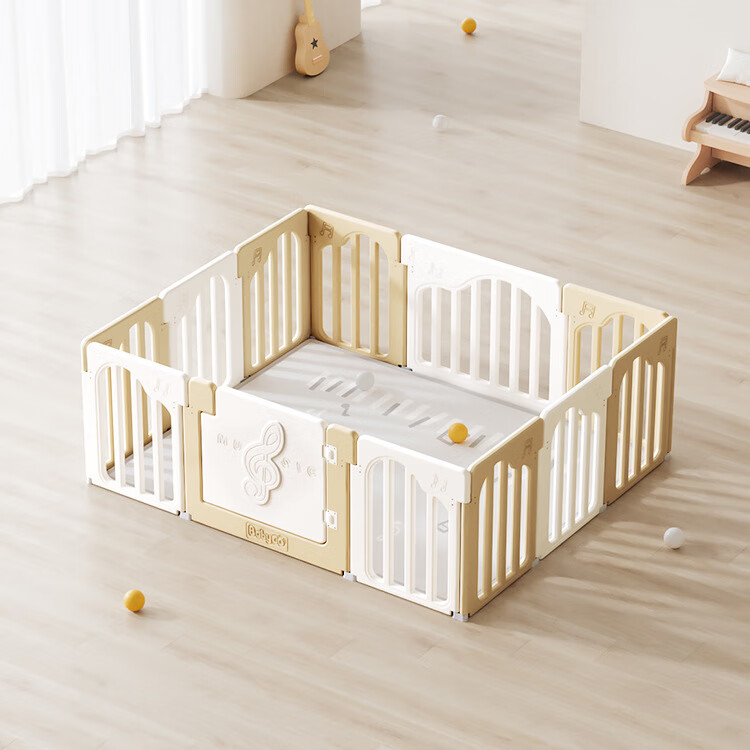 寶貝去哪兒（babygo）音樂(lè )家寶寶游戲圍欄防護欄嬰兒童地上爬行墊室內家用客廳 Babygo音樂(lè )家圍欄+PU折疊墊灰色浪漫組合 180*150