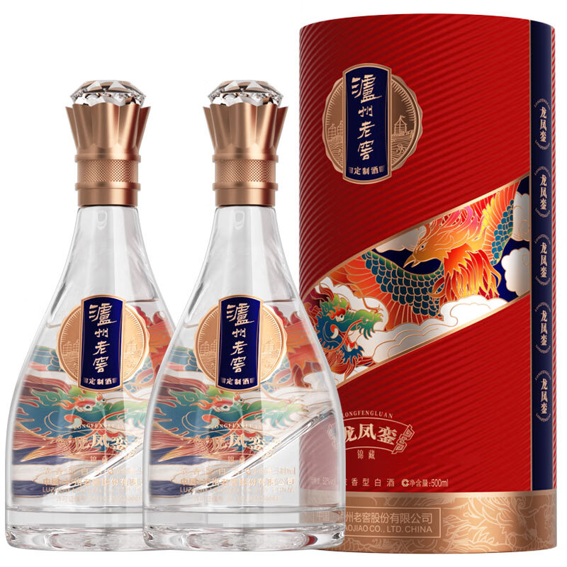 瀘州老窖定制酒龙凤銮52度浓香型商务宴请白酒节日送礼酒 宴请年货礼盒纪念酒 52度 500mL 2瓶 龙凤銮 锦藏 礼盒装