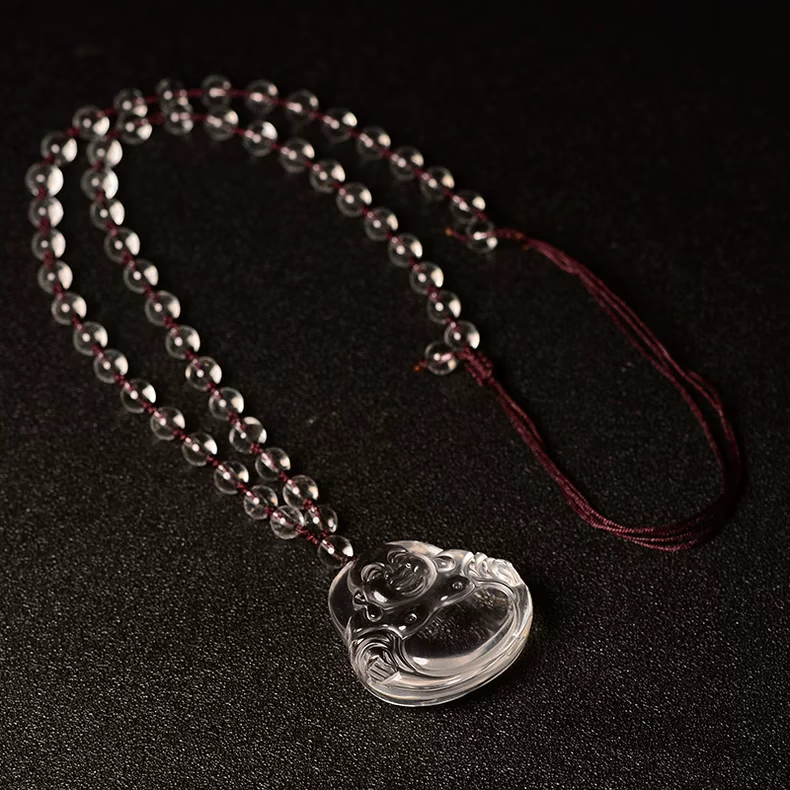 铭啸天然黄水晶弥勒佛吊坠女款大肚笑佛佛头项链男佛公挂件本命年礼物