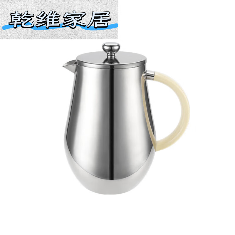CLITON法壓壺雙層不銹鋼咖啡壺保溫沖茶器法式按壓過濾咖啡壺不銹鋼瑕疵 特價款(手柄微發(fā)黃) 1L 901ml(含)-1000ml(含)