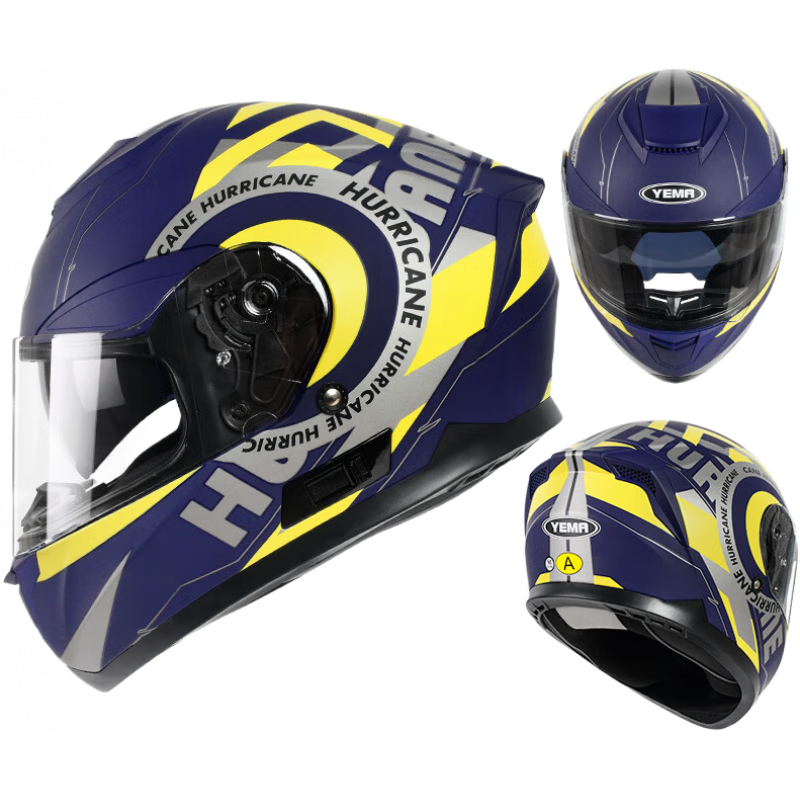 野马（YEMA）3C认证全覆式机车盔男女越野跑盔炫酷灰 皮亚兰死机黄花【防雾镜】 M