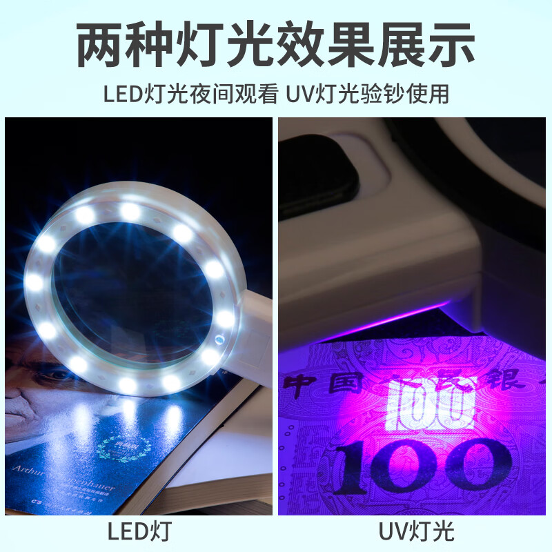 BIJIA高清高倍放大镜LED灯便携式放大电子专业户外鉴定老人阅读专用 BIJIA高倍阅读专用放大镜