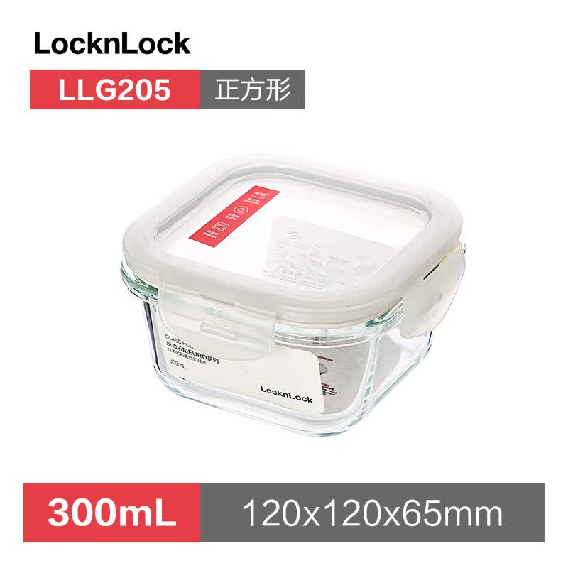 乐扣乐扣（LOCK&amp;LOCK）玻璃保鲜盒饭盒便当盒分隔宝宝辅食碗上班族微波炉冰箱 迷你白色盖子 LLG205 300ml