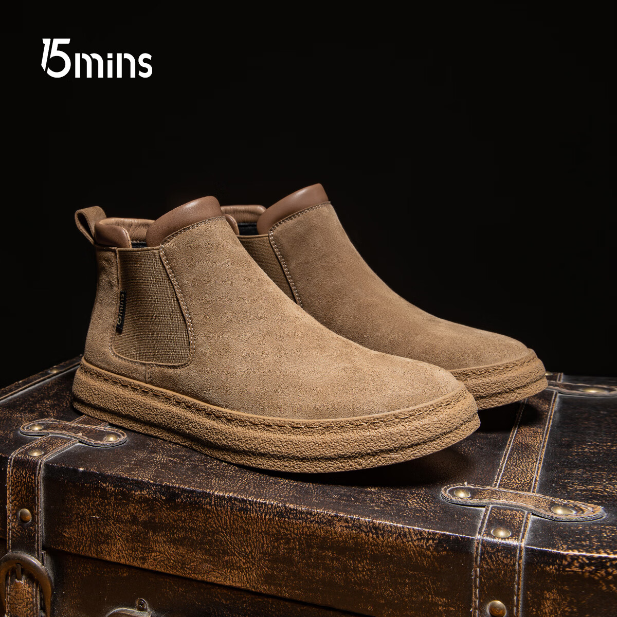 15分钟新款男士靴子复古休闲靴轻便一脚蹬工装靴男靴子 E2440 黄色 41