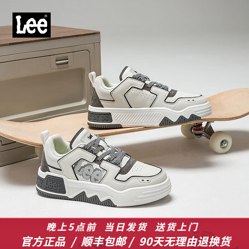 Lee男鞋秋季新款百搭休闲鞋男时尚潮流面包鞋户外运动鞋透气增高板鞋 灰色 41 【偏大/请拍小一码】