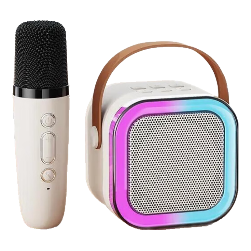 【京东物流】话筒音箱一体麦唱歌小型音响神器蓝牙家庭户外声卡ktv套装麦克风套装超长续航 天蓝色【音响+单麦克风】