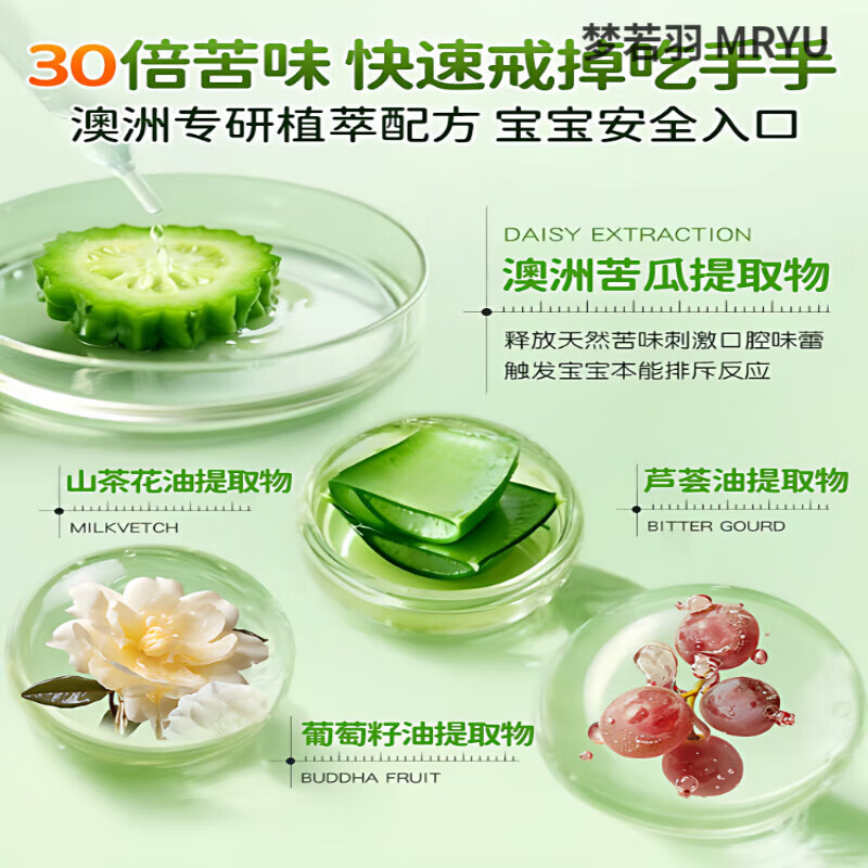 MRYU苦甲水儿童戒奶婴儿咬指甲中大童断奶孩子防止戒吃手神器洗不掉 【第2支半价】98%宝妈澳洲婴童专研配方