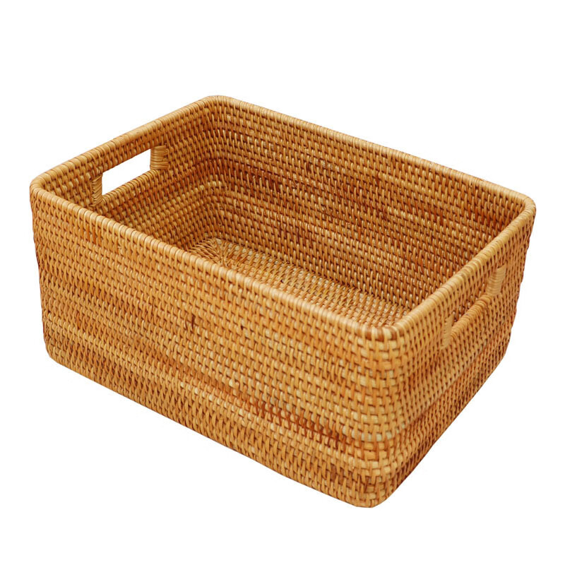 巧自然（QIAOZIRAN）收納筐藤編桌面整理箱衣物內(nèi)衣收納盒女玩具零食客廳家用小號大號 提口方筐 36*26*24cm