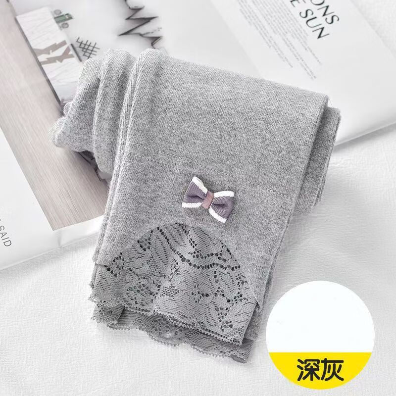 2025秋季女童打底裤春秋外穿新款纯棉白色裤子儿童女宝宝秋装小童 蝴蝶结打底裤白色 170 cm  建议身高160-170cm