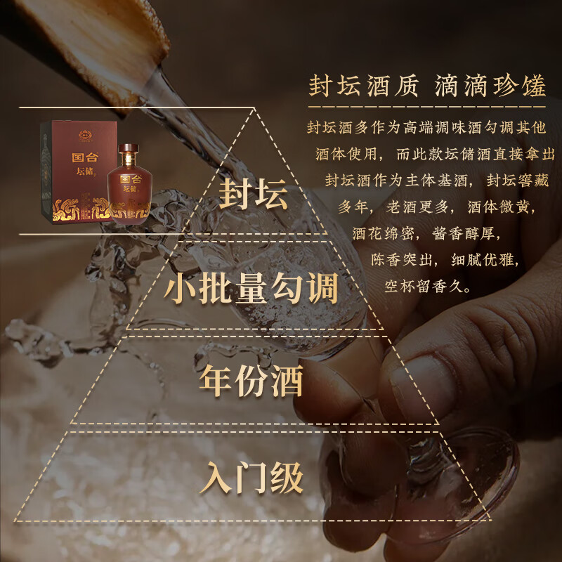 国台坛储酒 53度酱香型白酒 封坛酒体 大曲坤沙年份老酒 送礼收藏自饮 53度 500mL 1坛