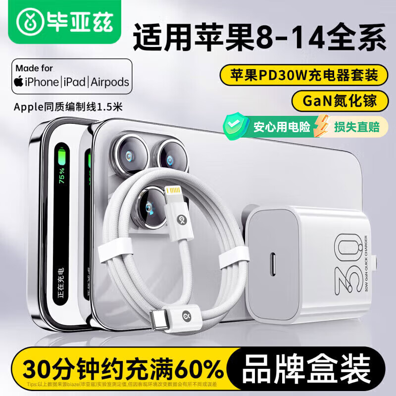������3C��֤ 30W����������ƻ��14�����PD���ͷ��1.5����������װiPhone14/13/12/11ProMax/ipad�ֻ� 34.32Ԫ
