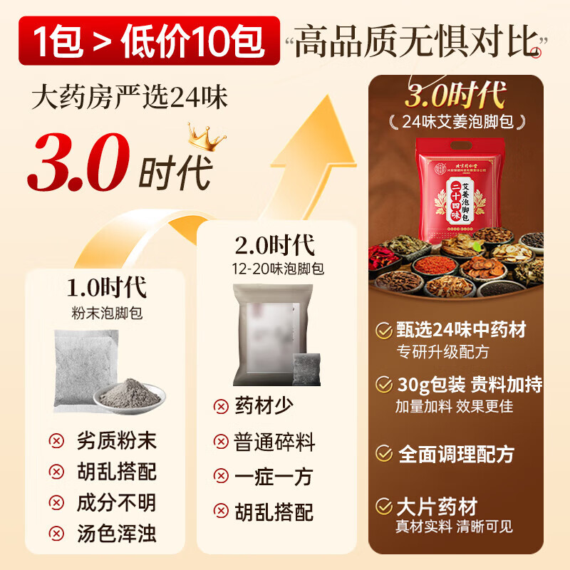 北京同仁堂脚药包祛湿脾胃虚寒艾草生姜花椒搭暖宫健脾驱寒减肥燃脂瘦肚子 掉15-20】30包丨消肿去濕