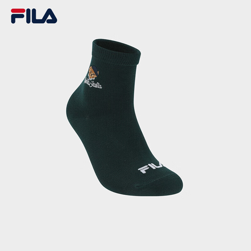 FILA斐乐官方女袜中腰袜2025冬季新款运动袜中筒袜休闲舒适袜子 西黄松绿-KK XS