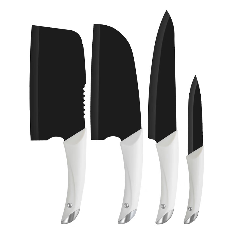 水果刀菜刀家用刀具厨房切片刀切菜刀切肉刀女士专用辅食不锈钢刀 黑钛切片刀+斩骨刀
