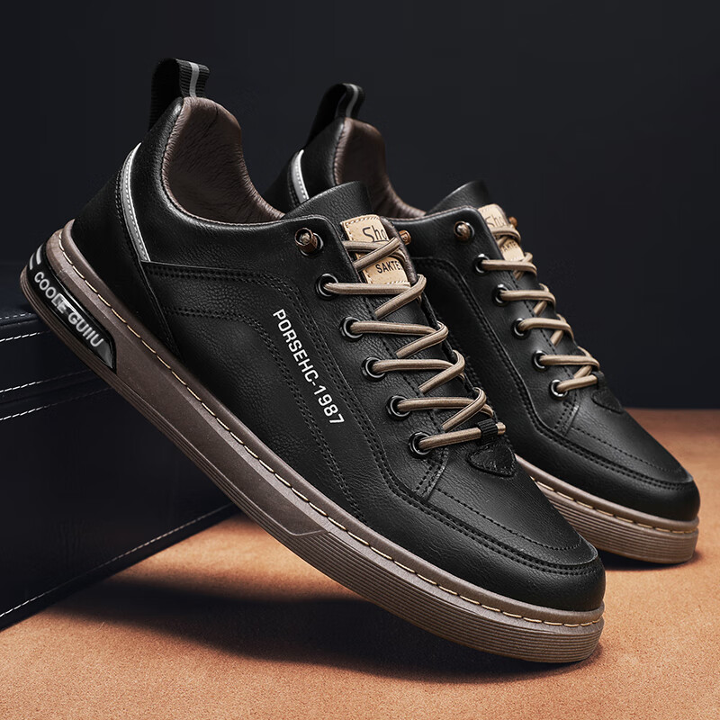 西域骆驼（VANCAMEL）男鞋子男2025秋冬季休闲鞋男士潮流板鞋男时尚商务软底运动小白鞋 【官方正品 品质保证】米色配色 44